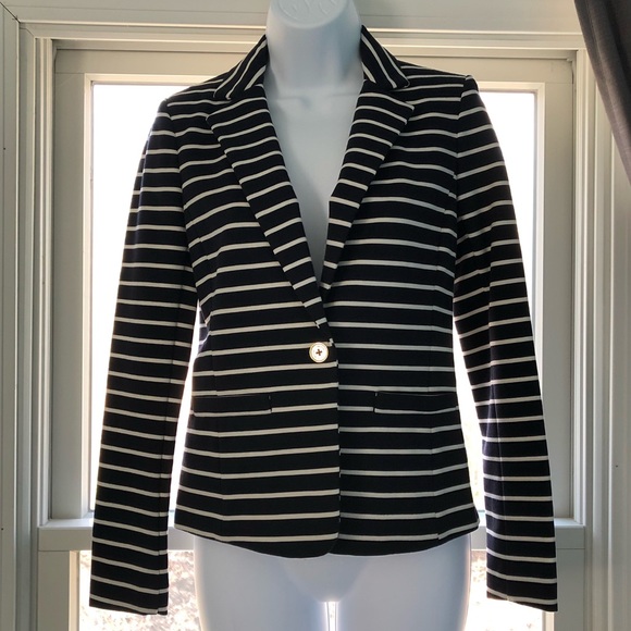 NWOT MICHAEL Michael Kors navy white stripe blazer - Picture 1 of 8